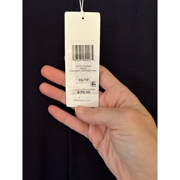 Eileen Fisher Straight Cropped Pants in Midnight XS nwt - Picture 3 of 7